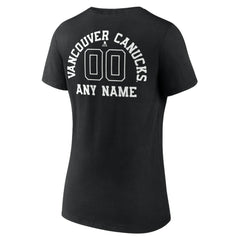 Vancouver Canucks Women's Personalized Name & Number Monochrome V-Neck T-Shirt - Black | NHL online