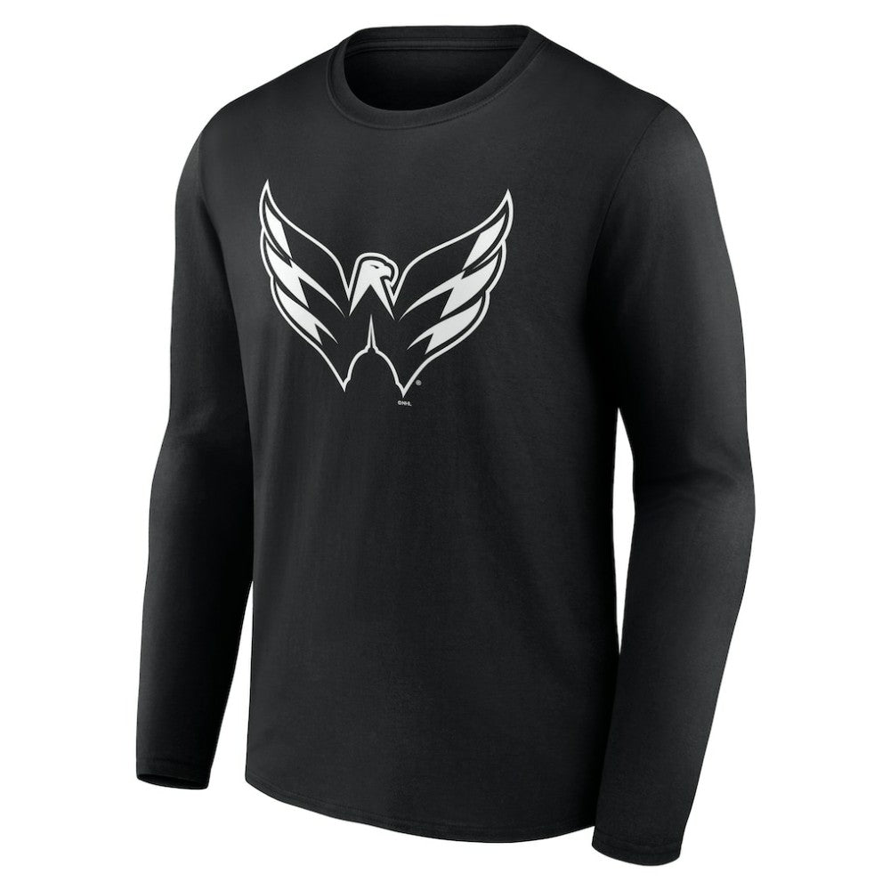 Washington Capitals Personalized Name & Number Monochrome Long Sleeve T-Shirt - Black | NHL Lifestyle