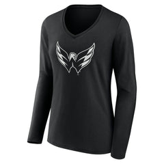 Washington Capitals Women's Personalized Name & Number Monochrome Long Sleeve V-Neck T-Shirt - Black | NHL discount
