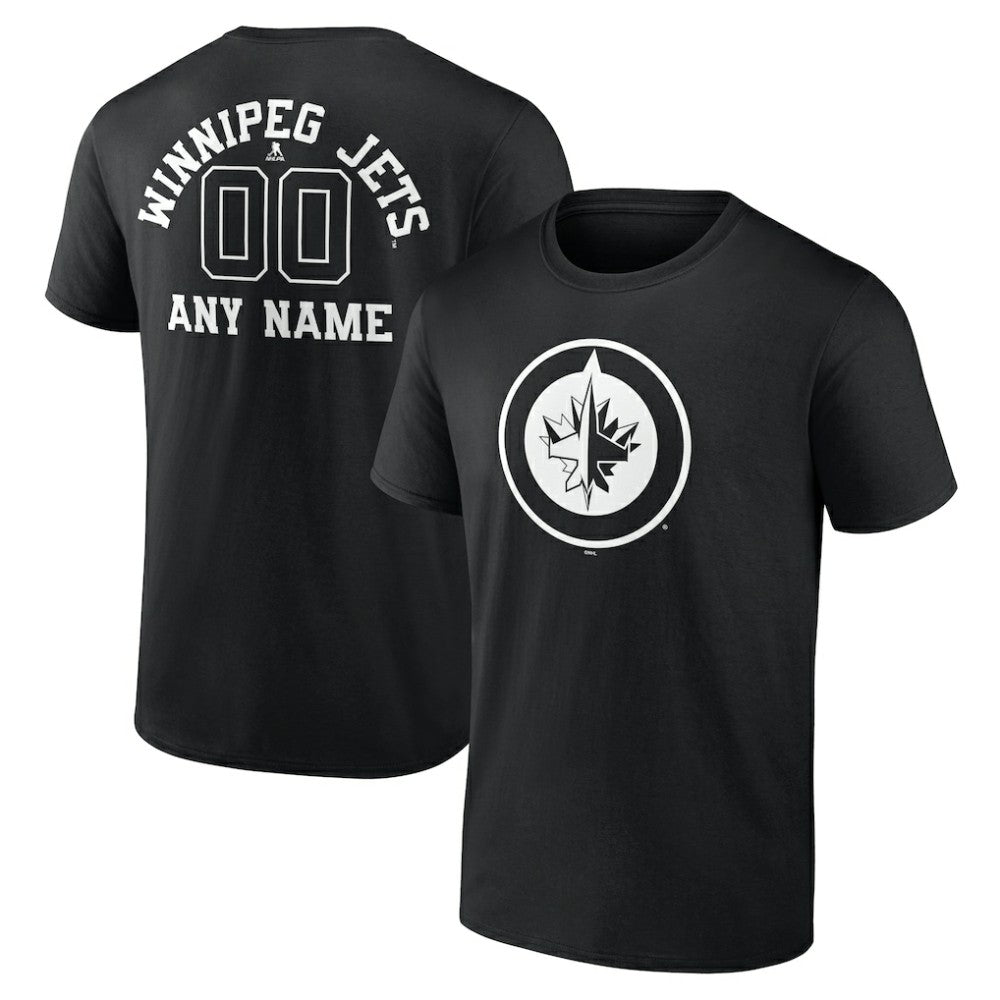 Winnipeg Jets Personalized Name & Number Monochrome T-Shirt - Black | NHL near me