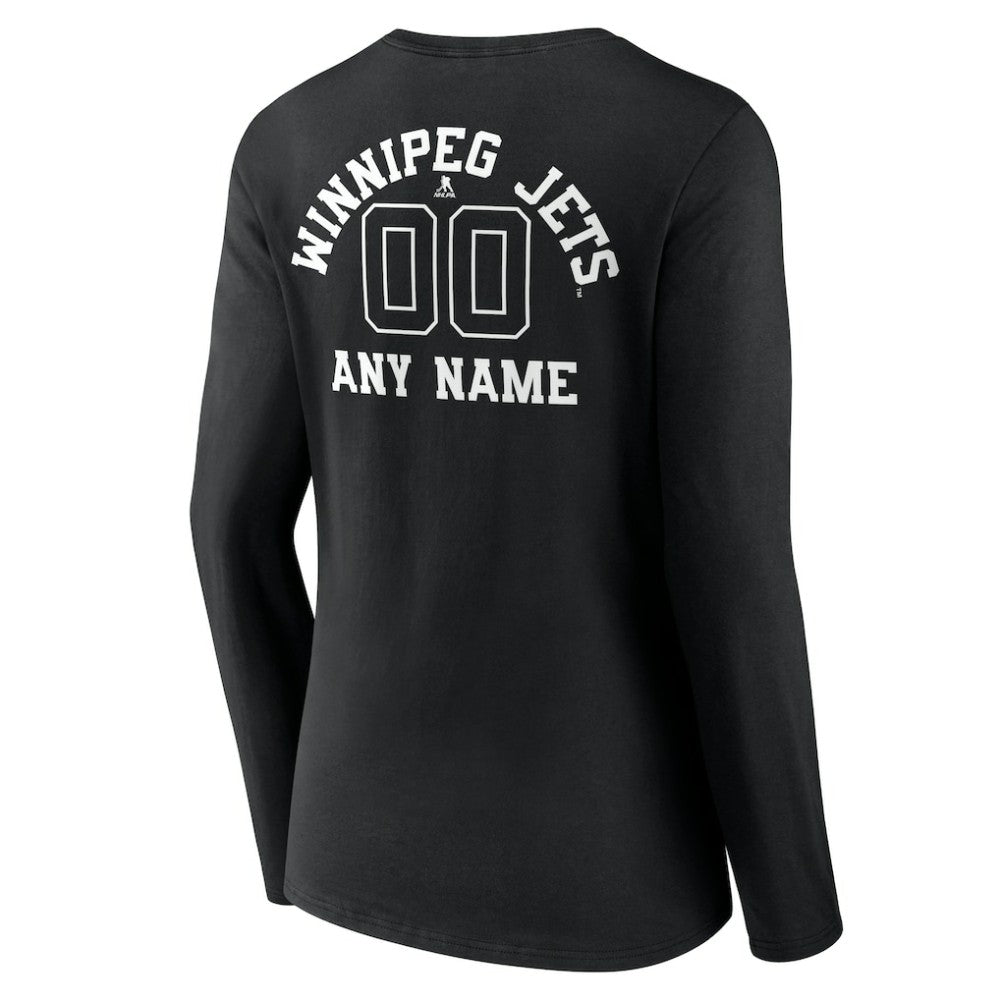 Winnipeg Jets Women's Personalized Name & Number Monochrome Long Sleeve V-Neck T-Shirt - Black | NHL sale