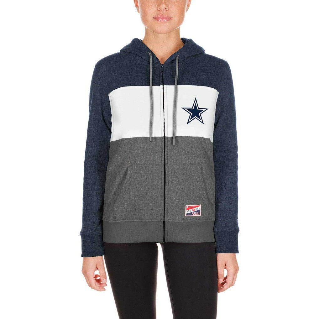 Dallas Cowboys New Era Women's Color-Block Full-Zip Hoodie - Gray - NFL