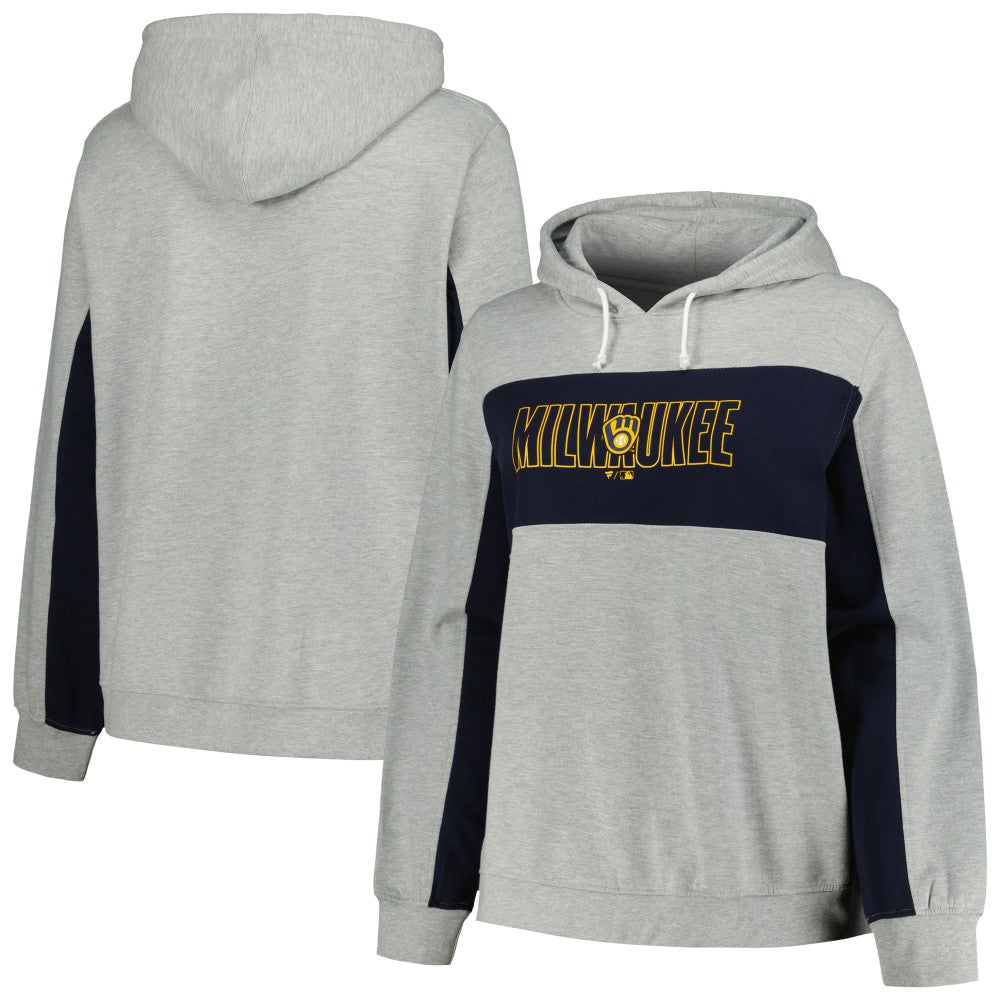 Milwaukee Brewers Profile Women's Plus Size Pullover Jersey Hoodie Outlet