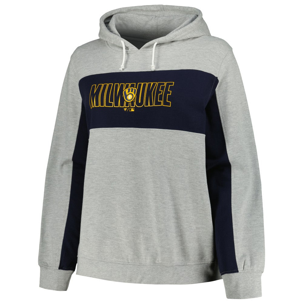Milwaukee Brewers Profile Women's Plus Size Pullover Jersey Hoodie Outlet