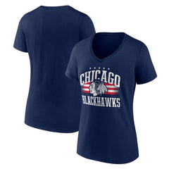 Chicago Blackhawks Women's Americana Team V-Neck T-Shirt - Navy | NHL sale