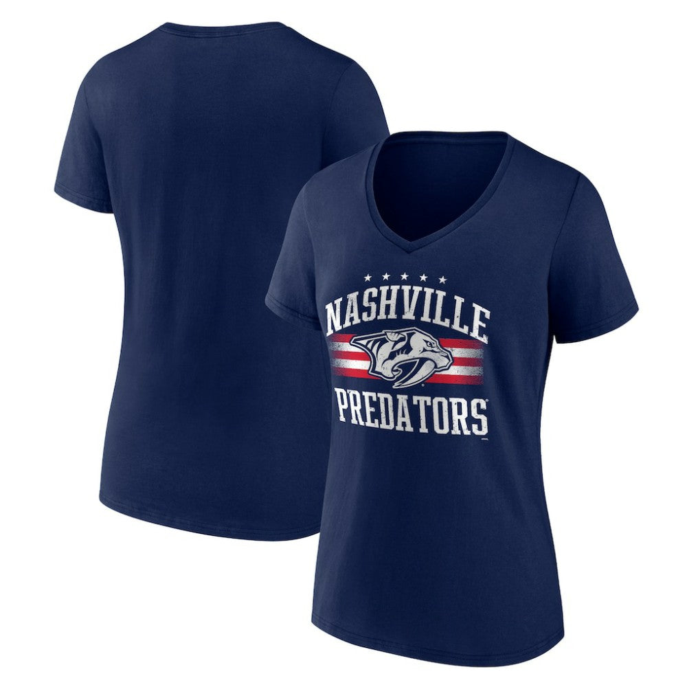Nashville Predators Women's Americana Team V-Neck T-Shirt - Navy | NHL Clearance