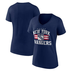 New York Rangers Women's Americana Team V-Neck T-Shirt - Navy | NHL Clearance