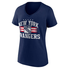 New York Rangers Women's Americana Team V-Neck T-Shirt - Navy | NHL Clearance
