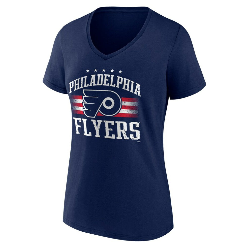 Philadelphia Flyers Women's Americana Team V-Neck T-Shirt - Navy | NHL Clearance