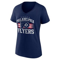 Philadelphia Flyers Women's Americana Team V-Neck T-Shirt - Navy | NHL Clearance