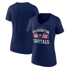 Washington Capitals Women's Americana Team V-Neck T-Shirt - Navy | NHL Lifestyle