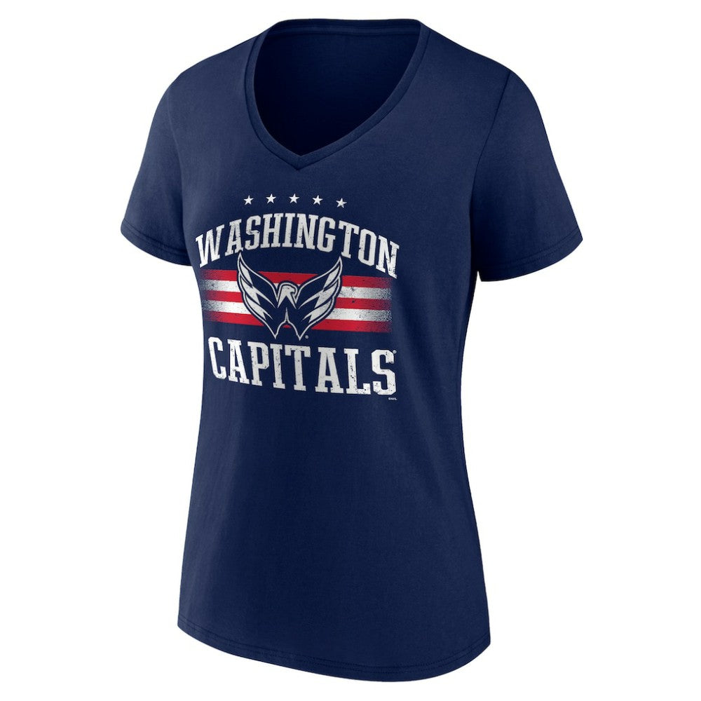 Washington Capitals Women's Americana Team V-Neck T-Shirt - Navy | NHL Lifestyle