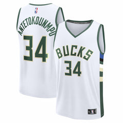 Fanatics Giannis Antetokounmpo Milwaukee Bucks Fast Break Replica Player Jersey Association Edition White