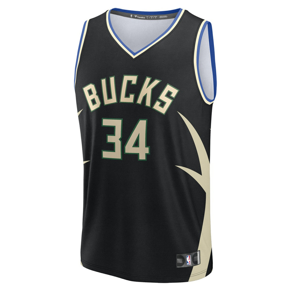 Fanatics Giannis Antetokounmpo Milwaukee Bucks Fast Break Replica Player Jersey Statement Edition Black