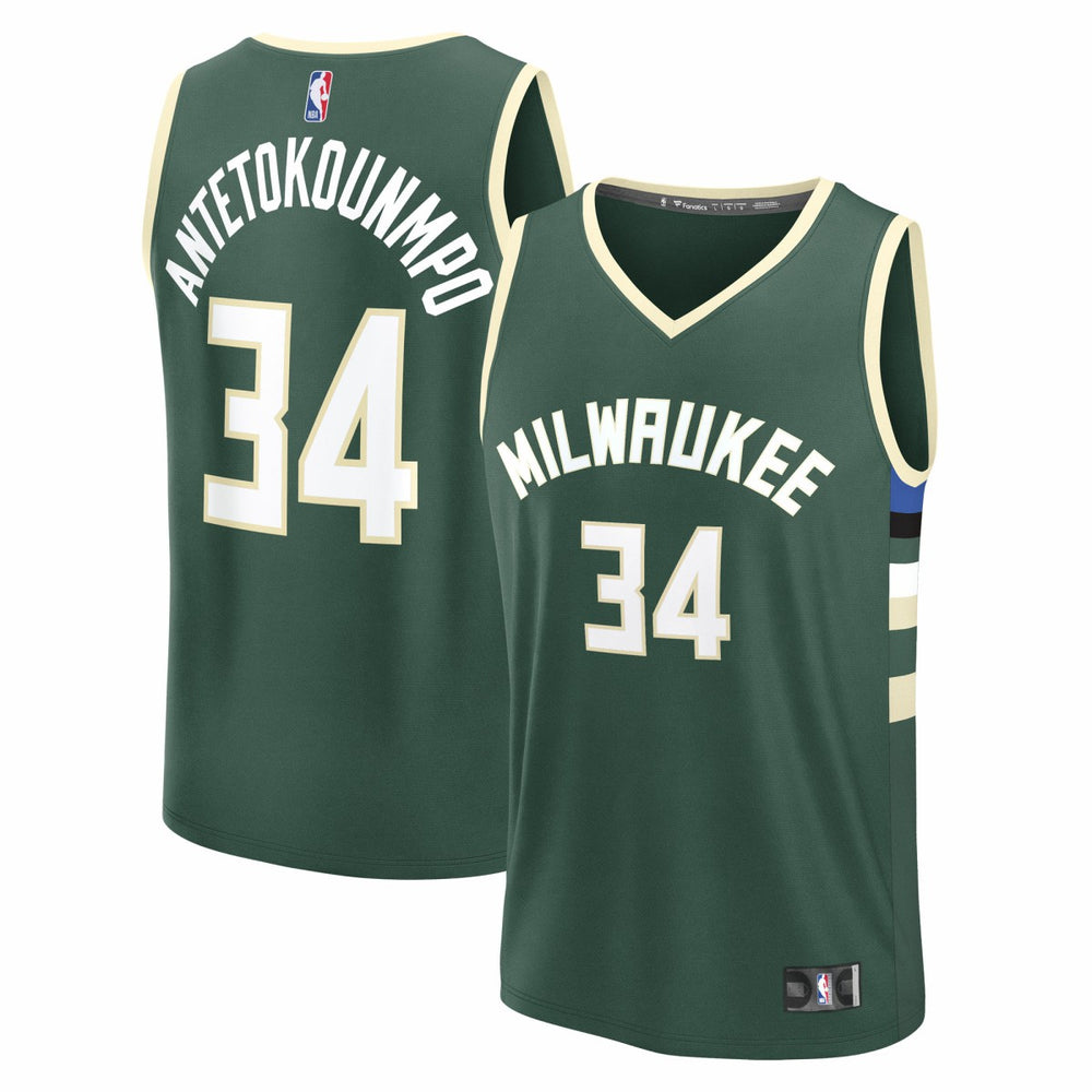 Fanatics Giannis Antetokounmpo Milwaukee Bucks Youth Fast Break Replica Player Jersey Icon Edition Hunter Green