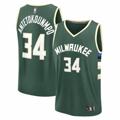 Fanatics Giannis Antetokounmpo Milwaukee Bucks Youth Fast Break Replica Player Jersey Icon Edition Hunter Green