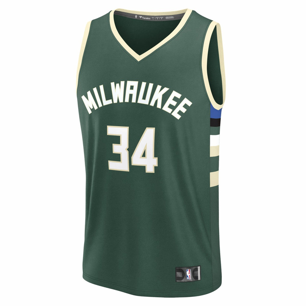 Fanatics Giannis Antetokounmpo Milwaukee Bucks Youth Fast Break Replica Player Jersey Icon Edition Hunter Green