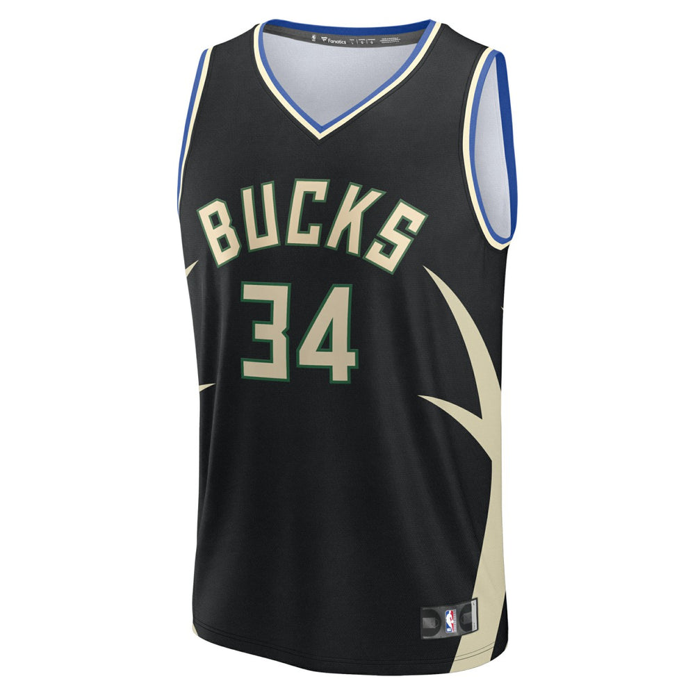 Fanatics Giannis Antetokounmpo Milwaukee Bucks Youth Fast Break Replica Player Jersey Statement Edition Black