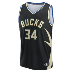 Fanatics Giannis Antetokounmpo Milwaukee Bucks Youth Fast Break Replica Player Jersey Statement Edition Black