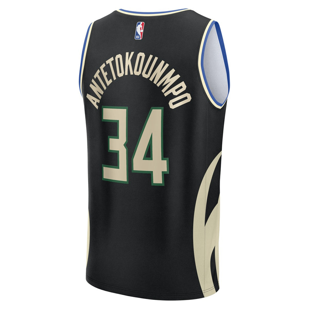 Fanatics Giannis Antetokounmpo Milwaukee Bucks Youth Fast Break Replica Player Jersey Statement Edition Black