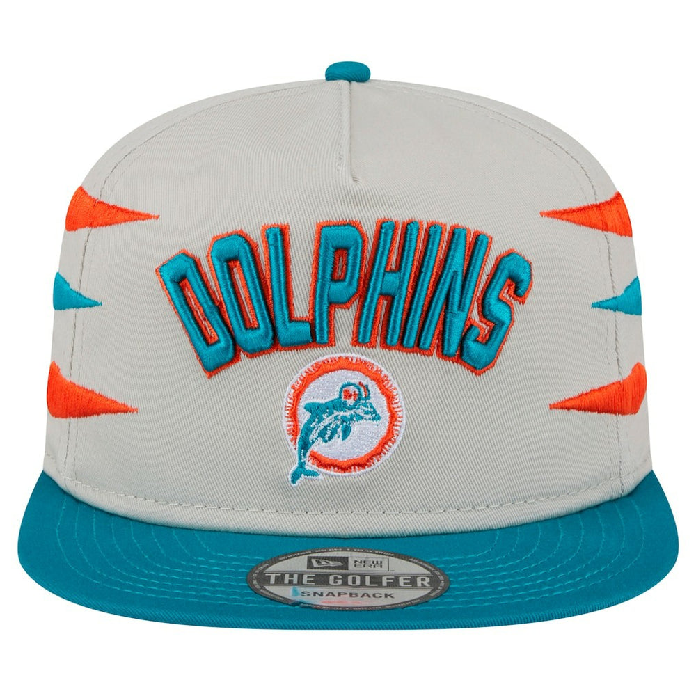 Miami Dolphins New Era Athletic Golfer Snapback Hat - Stone/Aqua - NFL