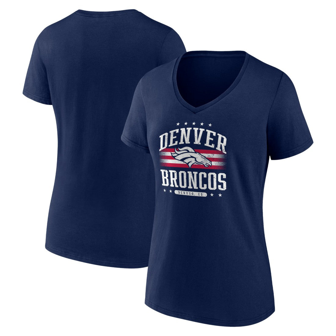 Denver Broncos Women's Americana Team V-Neck T-Shirt - Navy - NFL