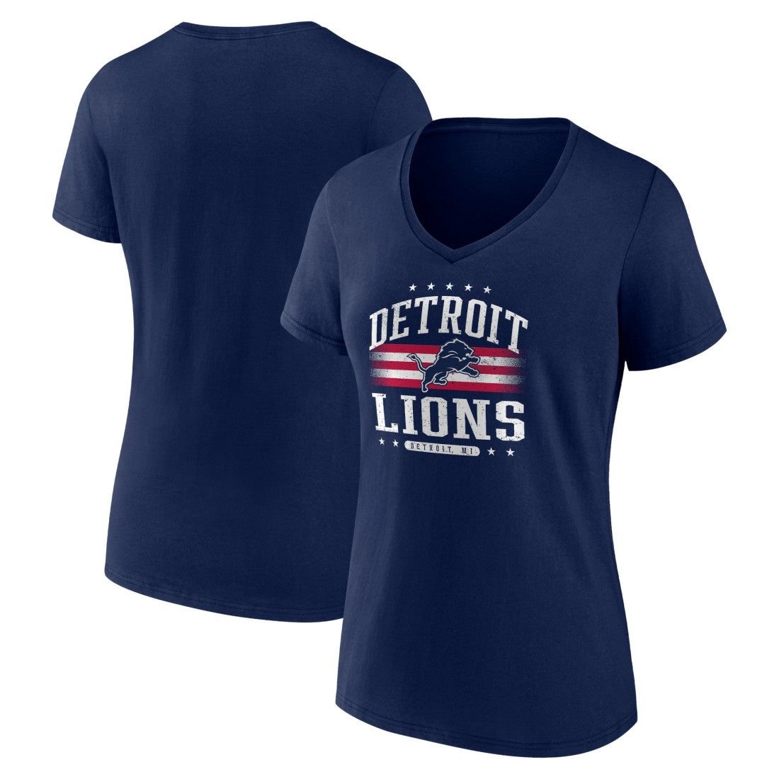 Detroit Lions Women's Americana Team V-Neck T-Shirt - Navy - NFL