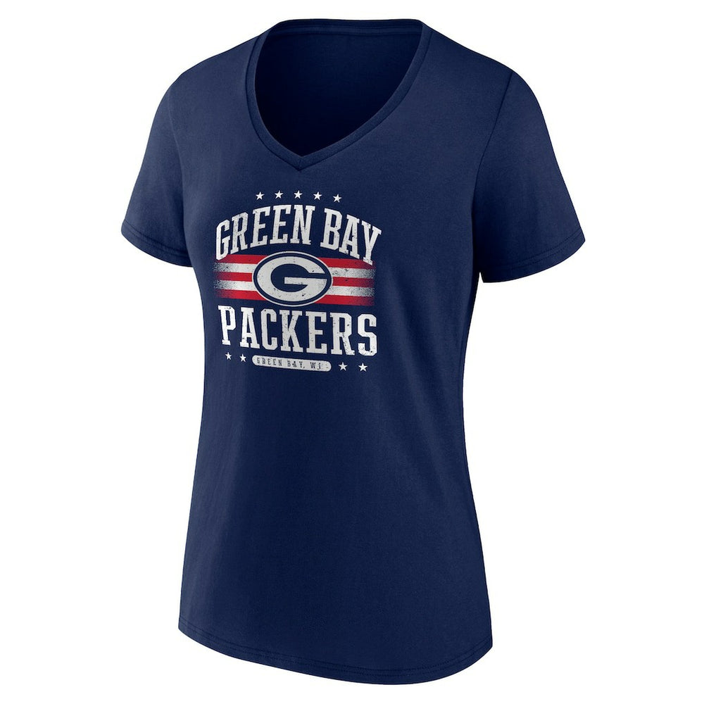 Green Bay Packers Women's Americana Team V-Neck T-Shirt - Navy - NFL