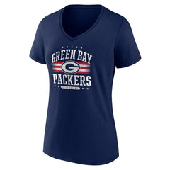 Green Bay Packers Women's Americana Team V-Neck T-Shirt - Navy - NFL
