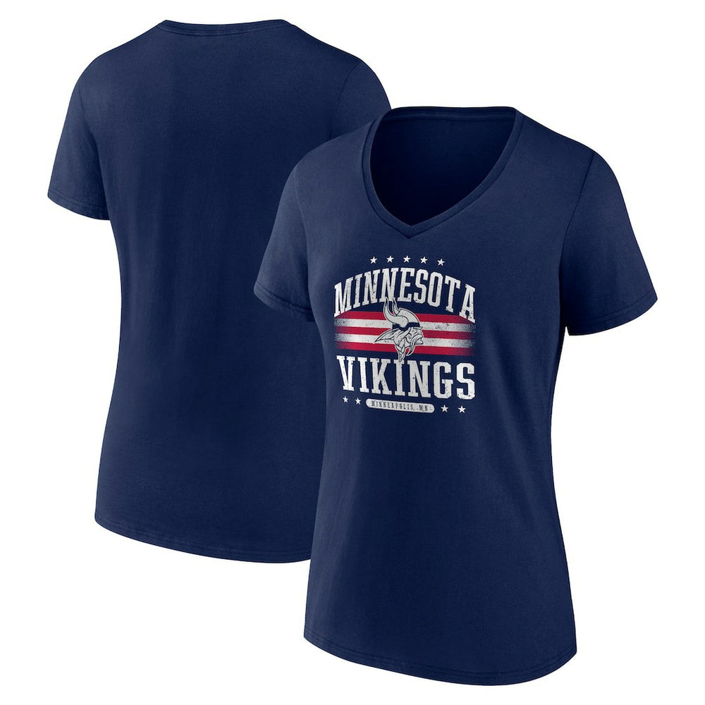 Minnesota Vikings Women's Americana Team V-Neck T-Shirt - Navy - NFL