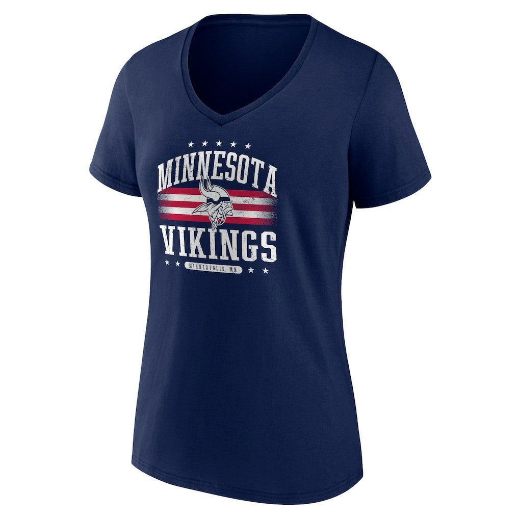 Minnesota Vikings Women's Americana Team V-Neck T-Shirt - Navy - NFL