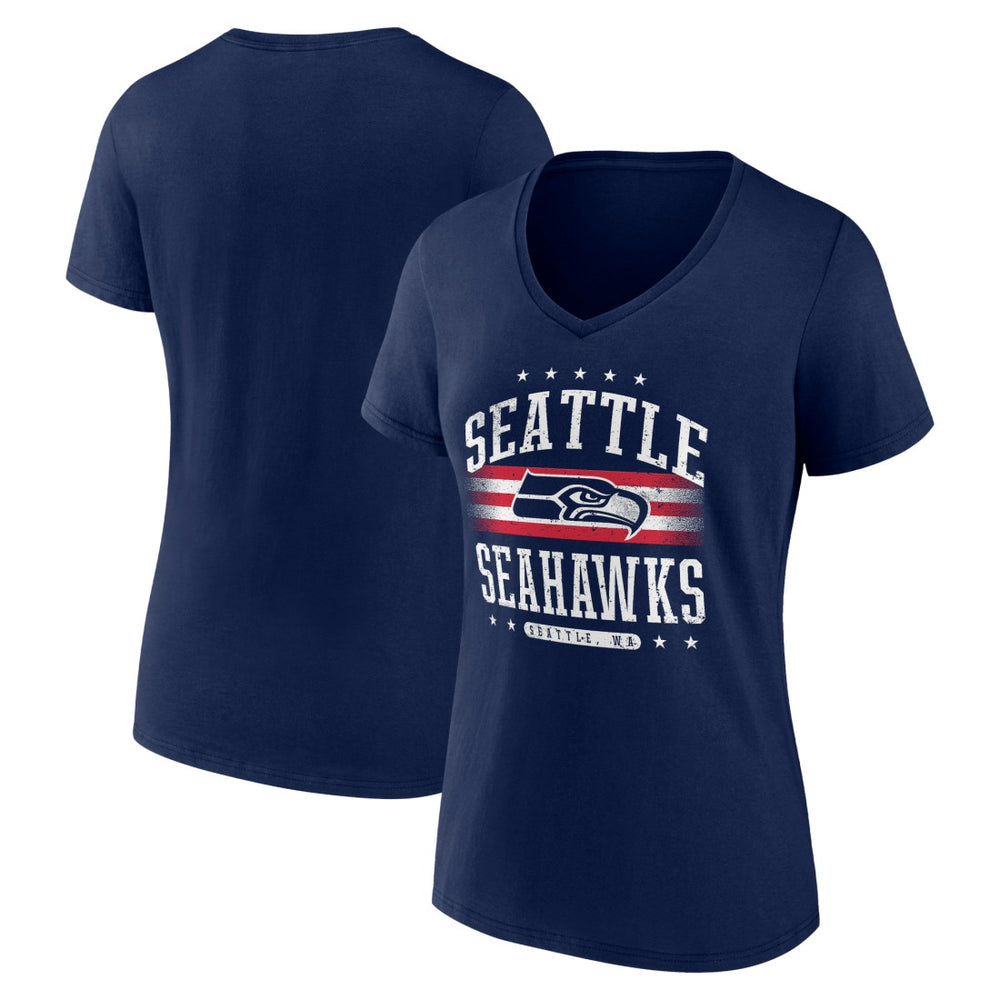 Seattle Seahawks Women's Americana Team V-Neck T-Shirt - College Navy - NFL