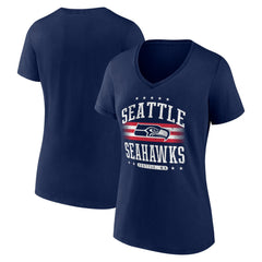 Seattle Seahawks Women's Americana Team V-Neck T-Shirt - College Navy - NFL
