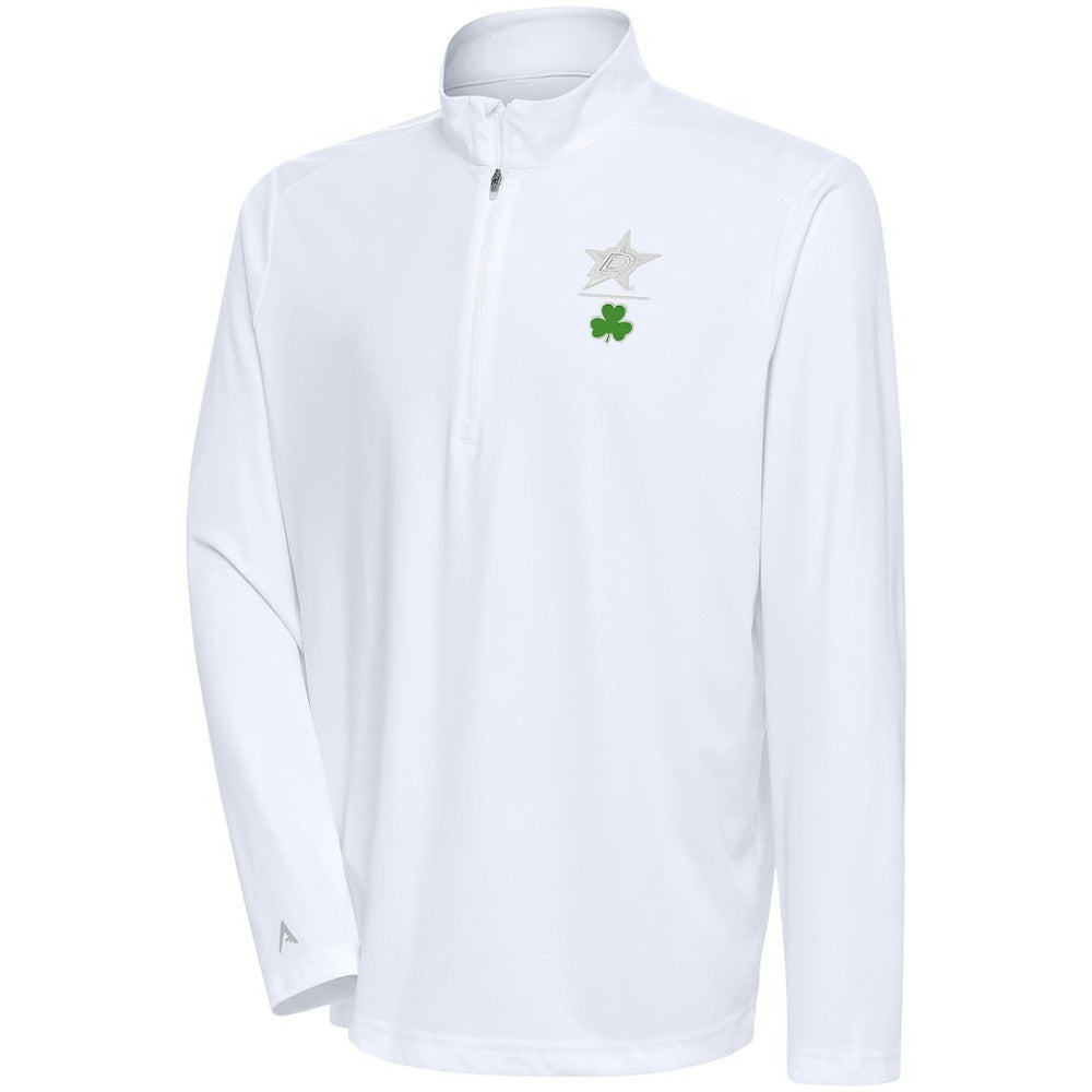 Dallas Stars Antigua Shamrock Tribute Quarter-Zip Pullover Top - White | NHL sale