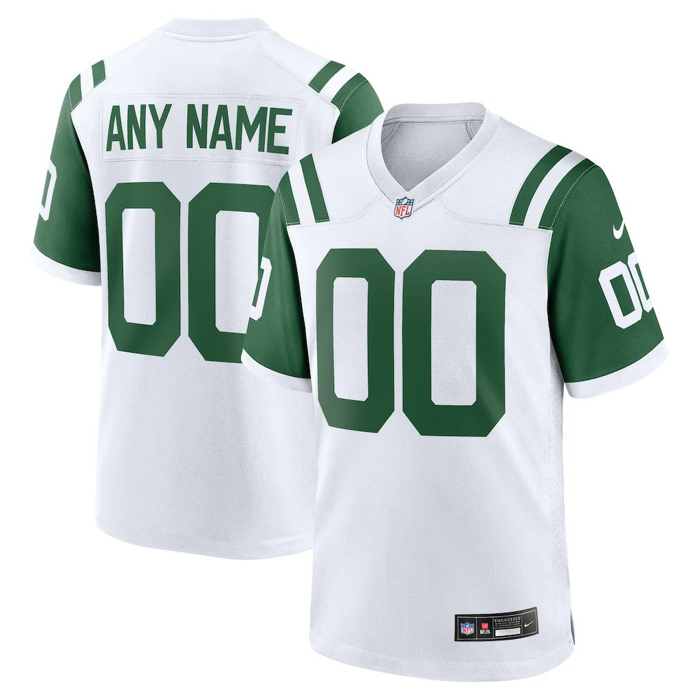 New York Jets Classic Alternate Custom Replica Jersey - White - Nike