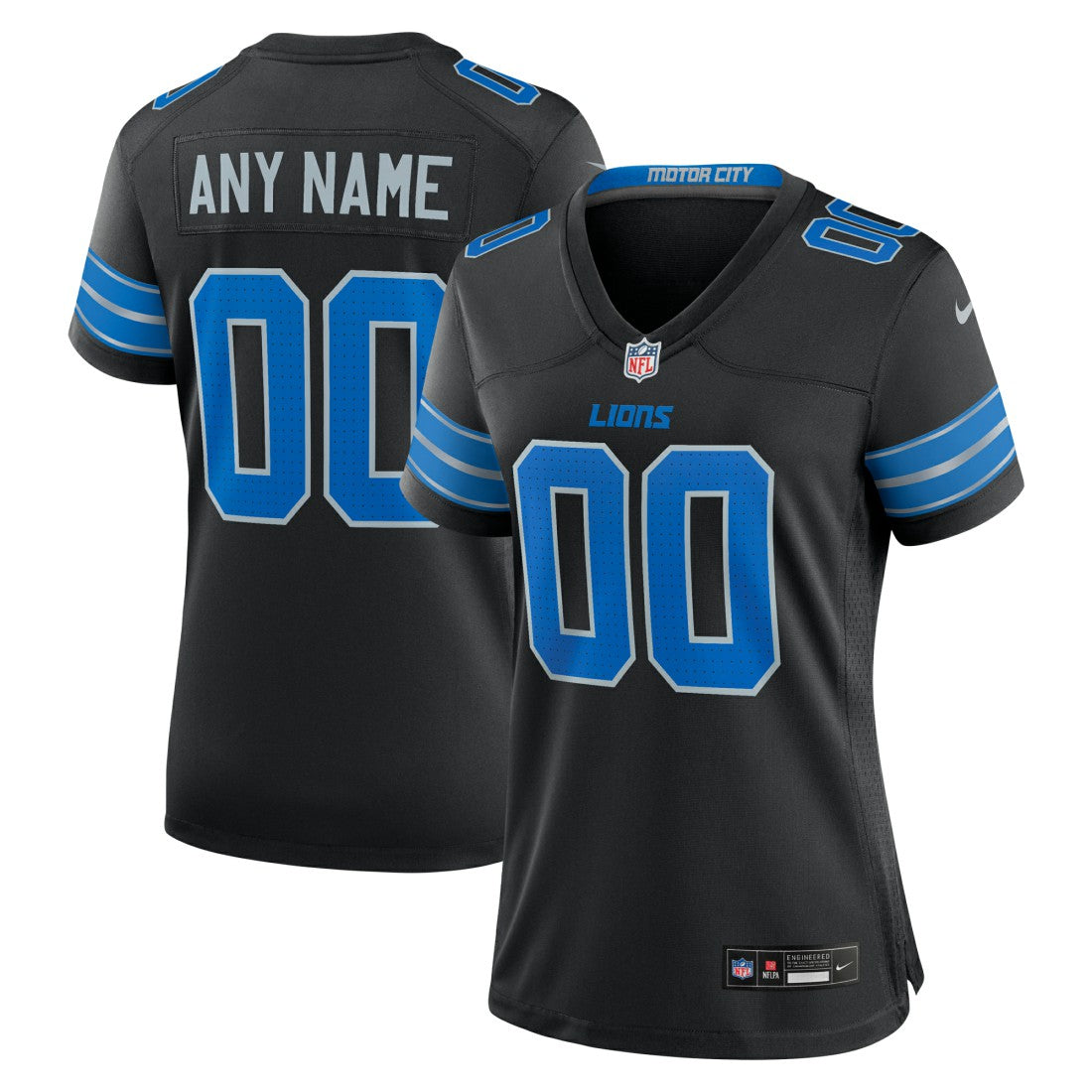 Detroit Lions Women's Alternate Custom Game Jersey - Black - Nike