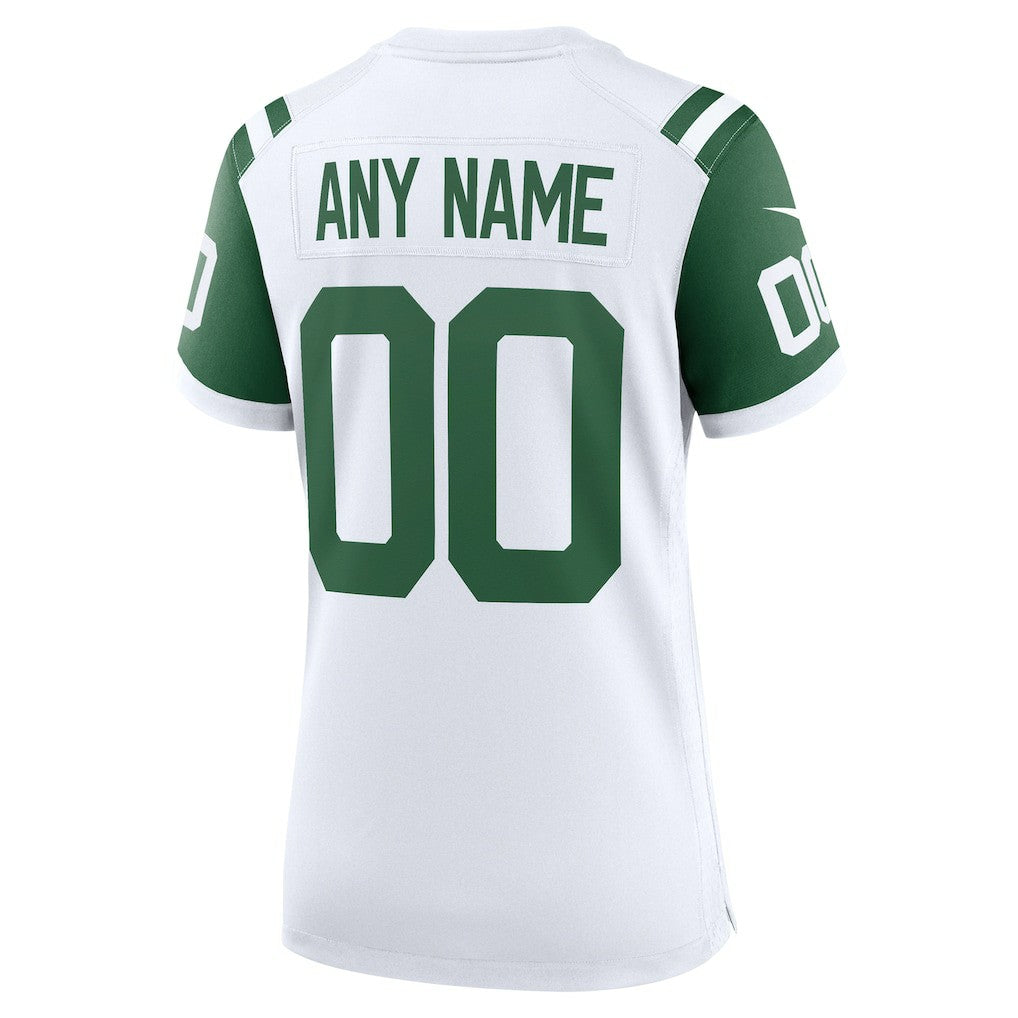 New York Jets Women's Classic Alternate Custom Replica Jersey - White - Nike