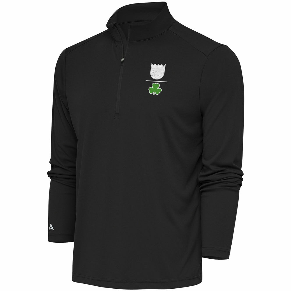 Sacramento Kings Antigua Shamrock Tribute Quarter-Zip Pullover Top Charcoal