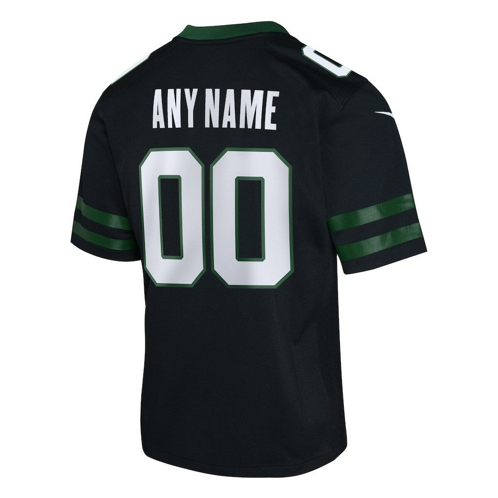 New York Jets Youth Alternate Custom Game Jersey - Black - Nike