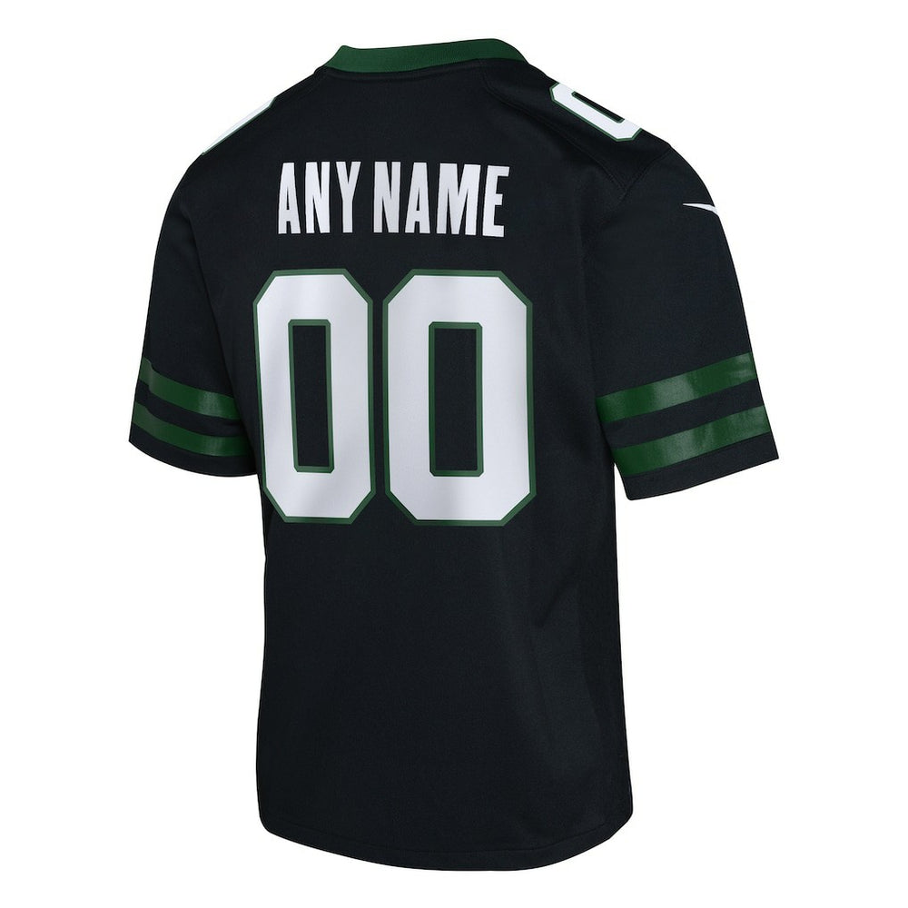 New York Jets Youth Alternate Custom Game Jersey - Black - Nike