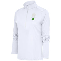 Boston Celtics Antigua Women's Shamrock Tribute Half-Zip Pullover Top White