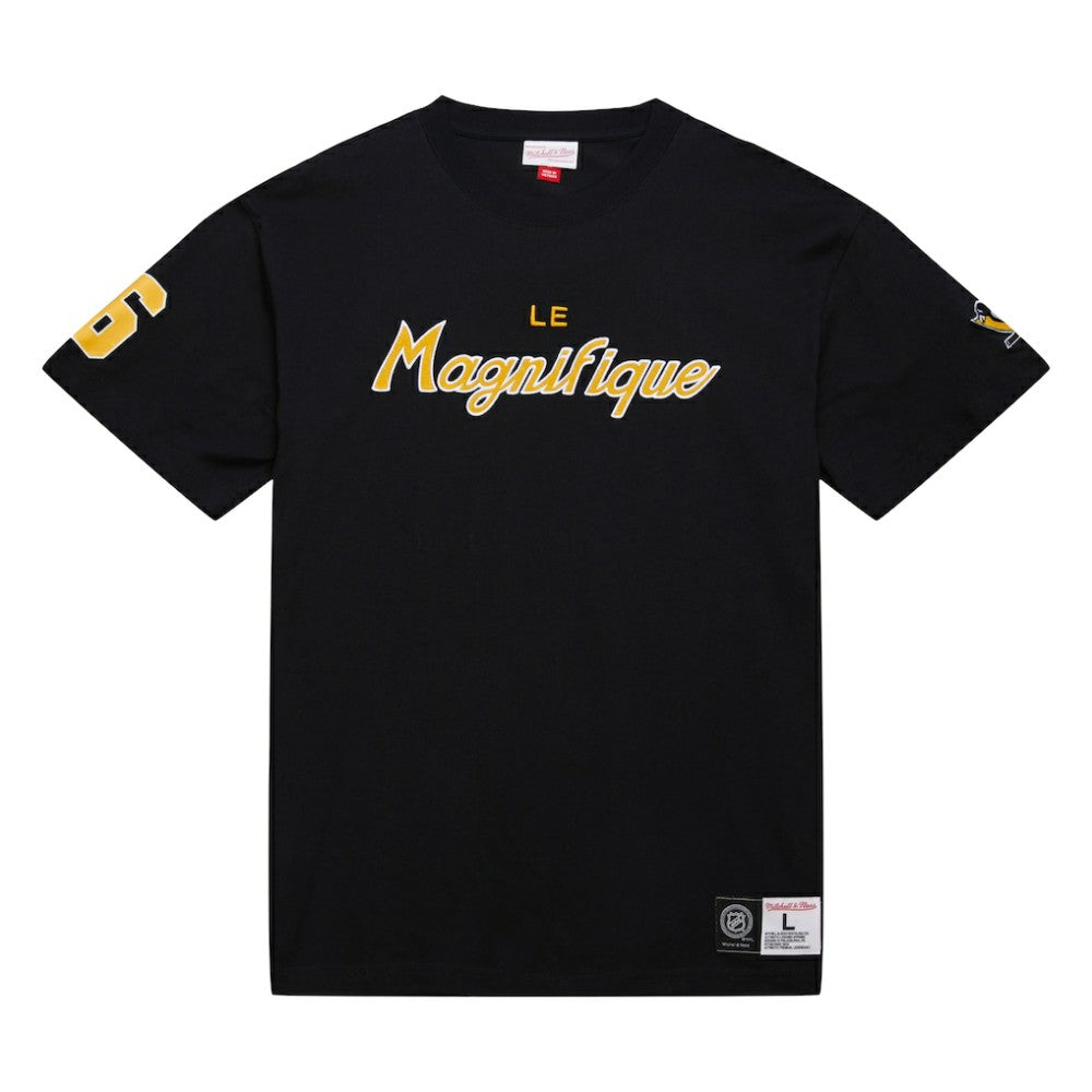Mario Lemieux Pittsburgh Penguins Mitchell & Ness Premium Nickname Vintage Logo T-Shirt - Black | NHL Clearance