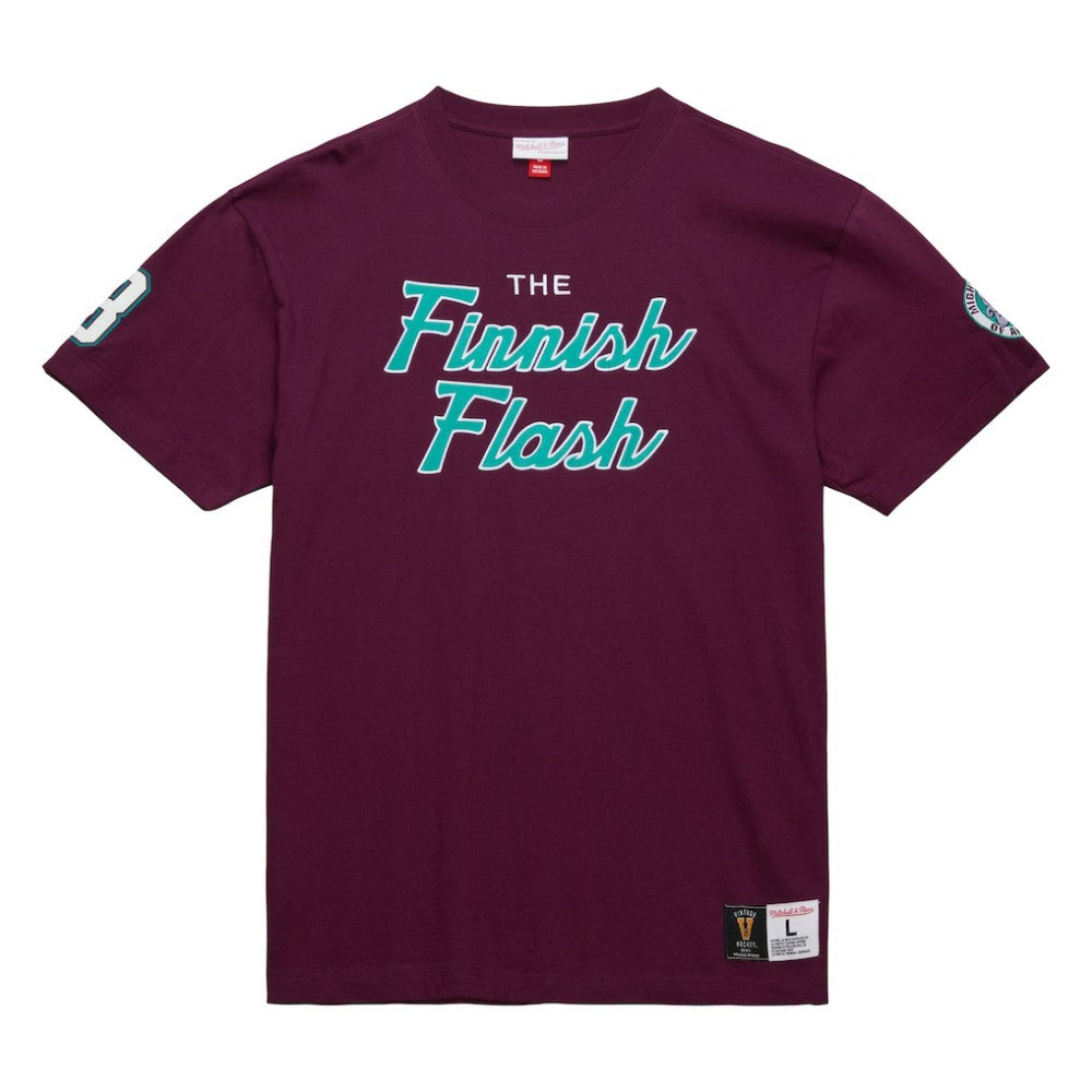 Teemu Selanne Anaheim Ducks Mitchell & Ness Premium Nickname Vintage Logo T-Shirt - Purple | NHL Clearance