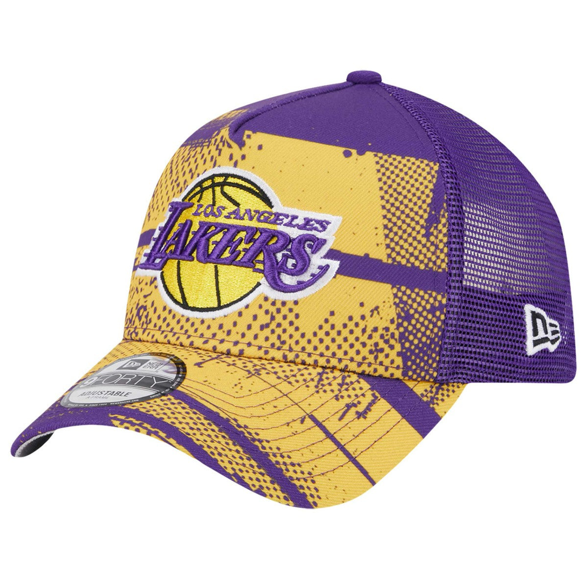 New Era Los Angeles Lakers Tip Off A-Frame Trucker 9FORTY Adjustable Hat Purple/Gold