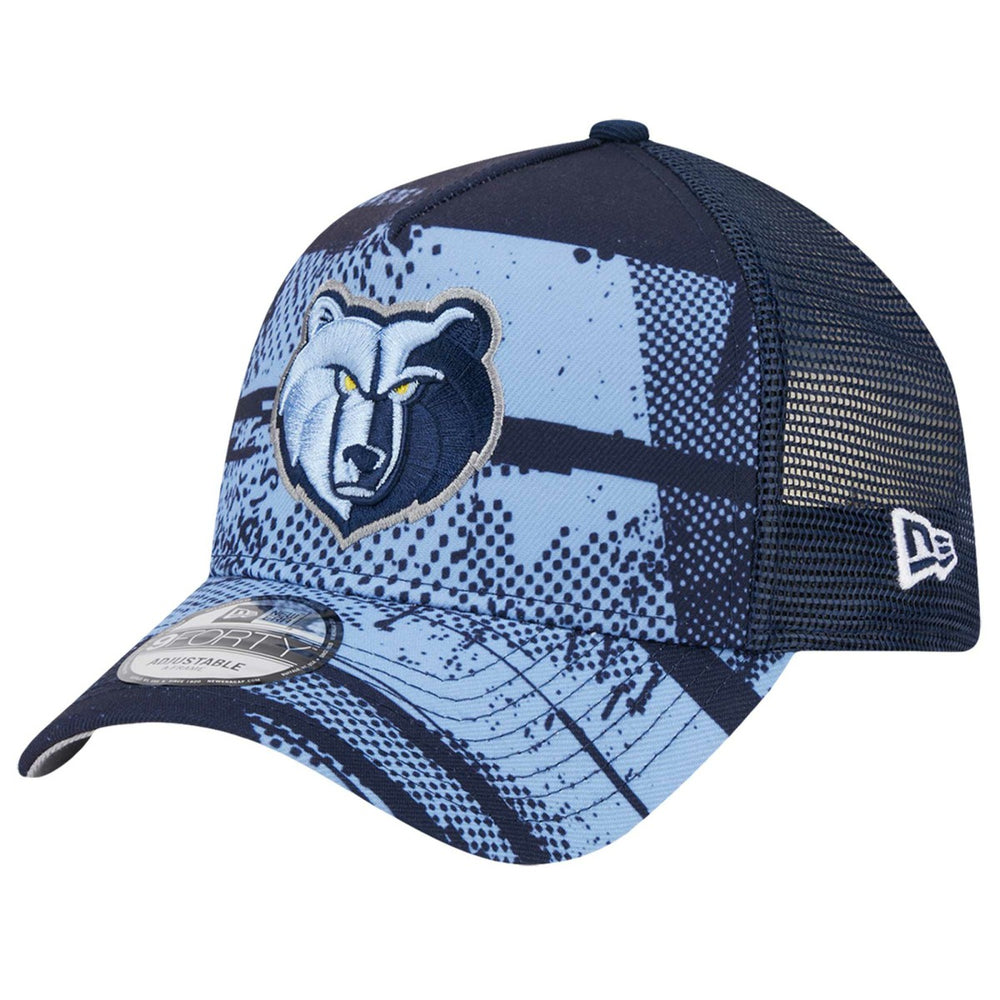 New Era Memphis Grizzlies Tip Off A-Frame Trucker 9FORTY Adjustable Hat Navy/Light Blue