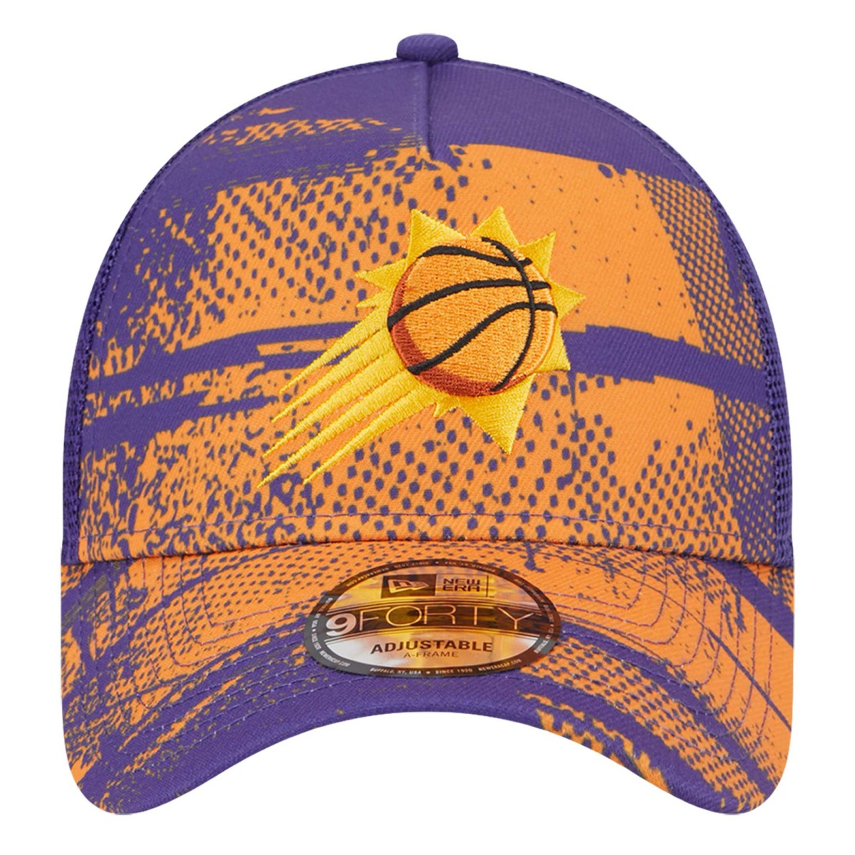 New Era Phoenix Suns Tip Off A-Frame Trucker 9FORTY Adjustable Hat Purple/Orange