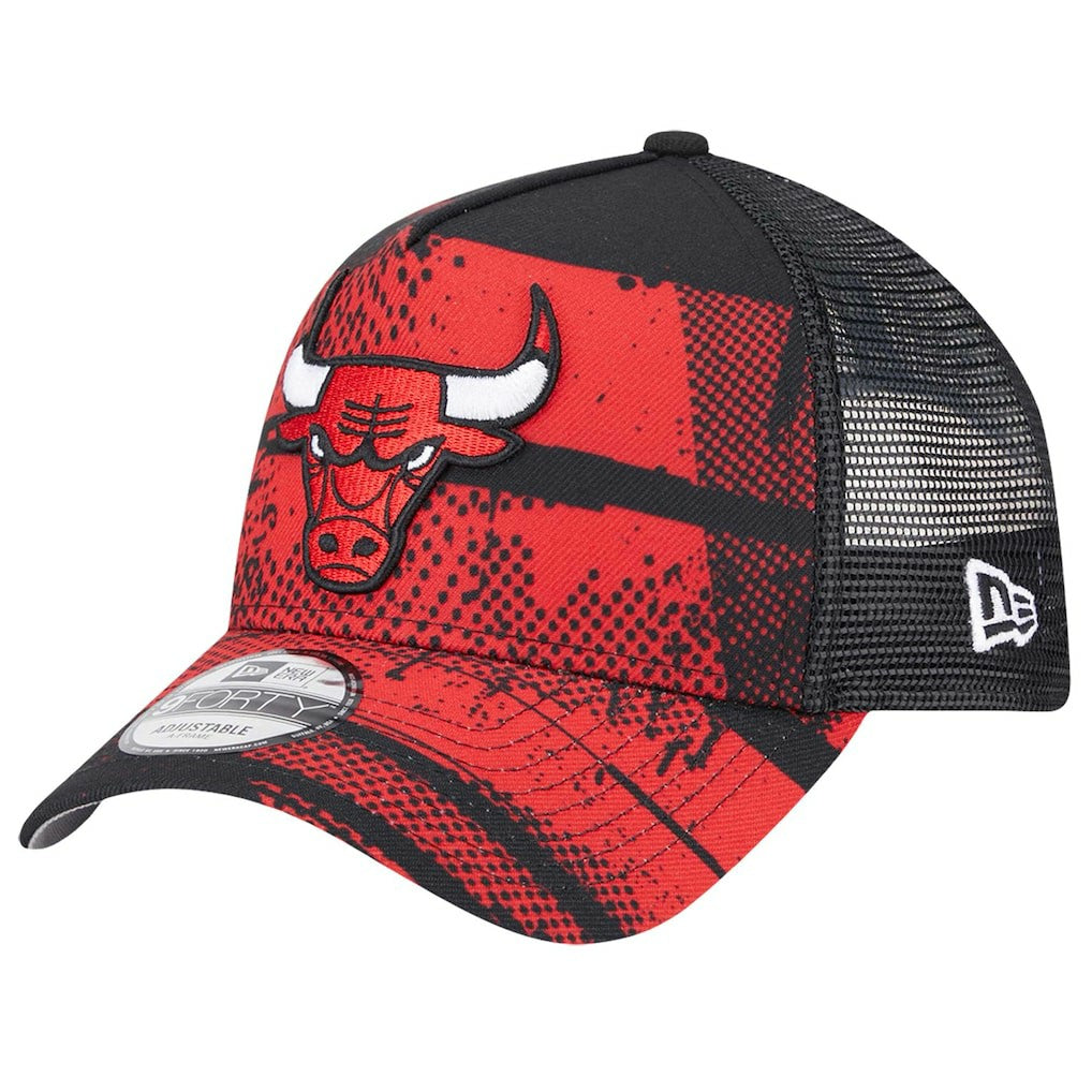 New Era Chicago Bulls Tip Off A-Frame Trucker 9FORTY Adjustable Hat Black/Red
