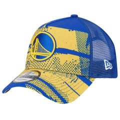 New Era Golden State Warriors Tip Off A-Frame Trucker 9FORTY Adjustable Hat Royal/Gold
