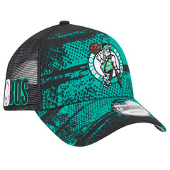 New Era Boston Celtics Tip Off A-Frame Trucker 9FORTY Adjustable Hat Black/Kelly Green