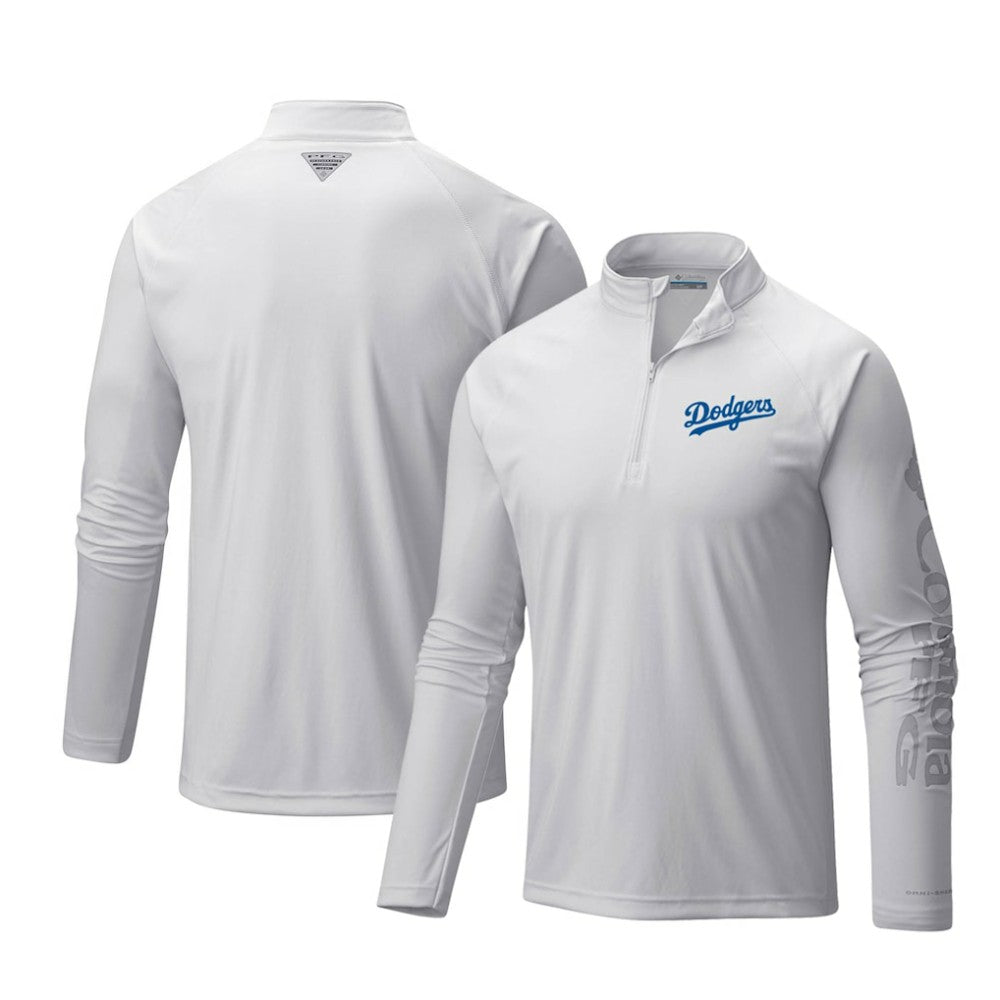 Los Angeles Dodgers Columbia Terminal Tackle Omni-Shade Raglan Quarter-Zip Pullover Top Sale